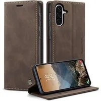 CaseMe Handyhülle Premium Hülle für Samsung Klapphülle Samsung A57 5G-Dunkelbraun