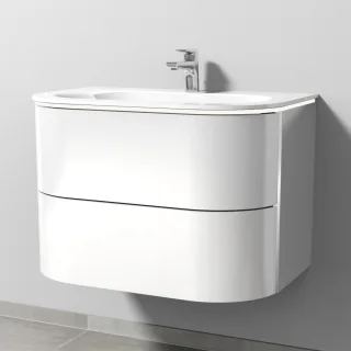 Sanipa 4balance Glas-Set mit 2 Auszügen und LED-Beleuchtung, Weiß-Glanz, DL21278 DL21278
