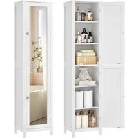 VASAGLE Badkommode Badezimmerschrank Hochschrank Badschrank, mit Ganzkörperspiegel, mit verstellbaren Ablagen