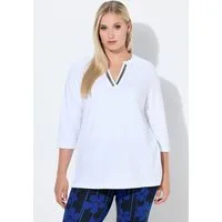 Ulla Popken Longshirt Longshirt A-Linie Tunika-Ausschnitt 3/4-Arm