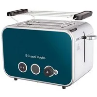 RUSSELL HOBBS Toaster Distinctions 26431-56 Edelstahl Ocean Blue, 2 Schlitze, für 2 Scheiben, 1600 W, extra breite Toastschlitze, Retro Design