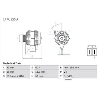 Bosch Lichtmaschine 120A Hyundai Kia 0986081060
