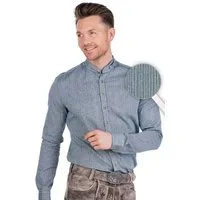 Orbis Textil GmbH & Co. KG Trachtenhemd Trachtenhemd - WENDELIN - kornblau light, trachtenhellgrün