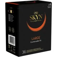 SKYN XXL-Kondome King Size / Large (Comfortable Fit) Größe XL - 56mm Breite, Packung mit, 36 St., hypoallergene Kondome, ideal für Latexallergiker, große latexfreie Kondome aus Sensoprène™