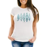 Neverless Print-Shirt Damen T-Shirt Aloha Surf Boards Hawaii Surfing Summer Slim Fit Neverless® mit Print