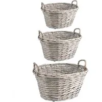 CARO-Möbel Dekokiste JUNAN (Set), Weidenkorb Blumentopf für draußen Pflanzkorb geflochten Blumenkorb