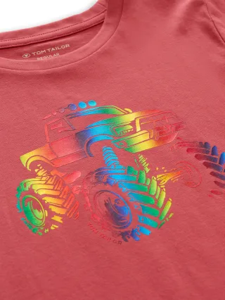 tom tailor kids - T-Shirt mit Glitzer-Print berry red - Gr. - 122