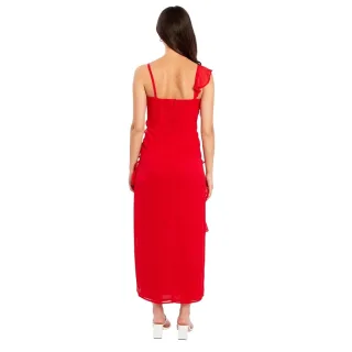 Influence - Maxikleid für Damen, V-Ausschnitt, Trägerhemd (Rot)
