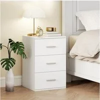 HOMCOM Nachttisch mit 3 Schubladen (Nachtschrank, 1-St., Nachtkästchen), für Schlafzimmer, Wohnzimmer, 40 x 35 x 60 cm, Weiß