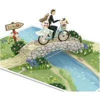 papercrush Hochzeitskarte Brautpaar auf Fahrrad, Pop-Up Karte Hochzeit, Handgemacht, Verschenkfertig, Mit Umschlag