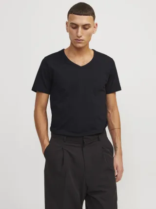 JACK&JONES - JJEBASIC V-NECK TEE S/S NOOS Black - Gr. - L