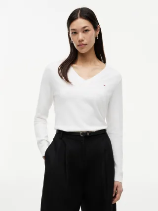 CO JERSEY STITCH V-NK SWEATER Ecru - Gr. - S