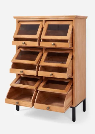 bonprix Apotheker Kommode, beige, Gr.100x71,5 cm, Rustikale Kommode mit 6 Schubladen