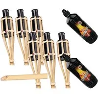 Moritz Dekoobjekt 6x Fackeln 90 cm + 2 Liter Lampenöl, Outdoor Fackel für Garten Gartendeko Ölfackel Bambusfackeln