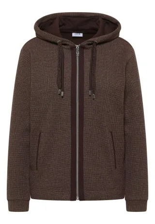 Cecil - Strukturierte Sweatjacke mit Kapuze und Reißverschluss braun - Gr. - XXL