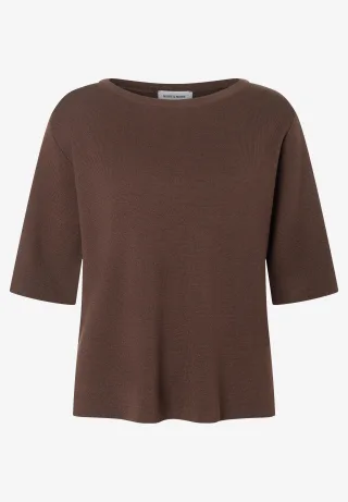 MORE & MORE - Kurzarm-Pullover braun - Gr. - 46