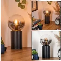 hofstein Tischleuchte Tischlampe aus Metall/Glas in Schwarz/Rauchfarben/Klar, ohne Leuchtmittel, Leuchte im Retro/Vintage-Design mit Glasschirm (15 cm), 1 x E14