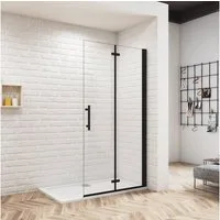 duschspa Duschwand 185cm Nano Glas Nischentür Dusche schwarz Falttüren Duschabtrennung, Einscheibensicherheitsglas, Sicherheitsglas, (Set), Nano Glas
