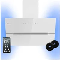 KKT KOLBE Wandhaube Dunstabzugshaube 80cm ECCO8005WM RGBW Ambientebeleuchtung Dunstabzugshaube 80cm ECCO8005WM RGBW Ambientebeleuchtung, Kopffrei / 80cm / Smarte WiFi-App / Weiß / Glas / Schräghaube