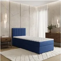 Masseno Boxbett BRESEL 90x200 cm mit Bonell Matratze und Topper, Einzelbett, Jugendbett, Polsterbett mit Kopfteil, Boxspringbett