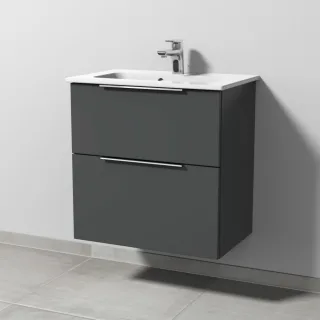 Sanipa 3way Waschtischunterbau zu Duravit ME by Starck Waschtisch mit 2 Auszügen, Anthrazit-Matt UM72222