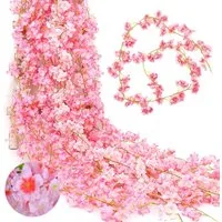 Kunstranke Künstliche Blumne Kirschblüten Girlande 180cm Blumengirlande Blumen Hangend Vine Seidenblumen Girlande Deko, Diwzbyn, für Garten Hochzeit Party Wanddekoration