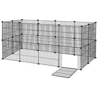 FIVMEN Freigehege Gittergehege inkl. Tür, Kleintierauslauf Kleintierkäfig Laufgitter, für Kaninchen aus Metallgitter