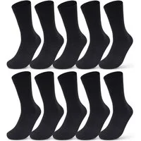 sockenkauf24 Socken 10 I 20 I 30 Paar Damen & Herren Business Socken Baumwolle (Schwarz, 10-Paar, 47-50) mit Komfortbund Strümpfe - 10700