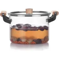 FELIXLEO Kochtopf 3,5L Klarglastopf Glas Kochtopf Simmertopf Bratentopf Holzgriff, (1-tlg)