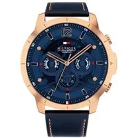 Tommy Hilfiger Multifunktionsuhr LUCA 1792206, Quarzuhr, Armbanduhr, Herrenuhr, Lederarmband, analog