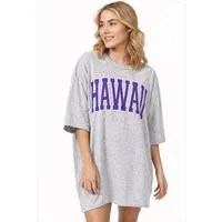 Worldclassca T-Shirt Worldclassca Oversized Print HAWAII T-Shirt Lang Sommer Tee Oberteil Neue Kollektion - Stilvolle und gemütliche Streetwear Mode für Damen