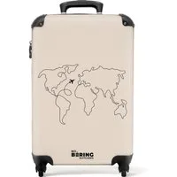 NoBoringSuitcases.com© Hartschalen-Trolley Weltkarte - Einfach - Flugzeug 55x35x20cm, 4 Rollen, Reisetasche mit Rollen, Koffer Handgepäck Flugzeug