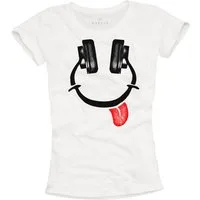 MAKAYA Print-Shirt Damen Freche Musik Motive Frauen Kopfhörer Aufdruck Top Weiß Lustig