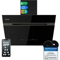 KKT KOLBE Wandhaube Dunstabzugshaube 60cm AURORA6005FB RGBW Ambientebeleuchtung Dunstabzugshaube 60cm AURORA6005FB RGBW Ambientebeleuchtung, Kopffreihaube / Umluft / Abluft / Smarte WiFi-App / Schwarz / Glas