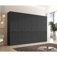 MOEBLO Drehtürenschrank MINEWRA NOVA 300 (mit 6 Türen – Moderner Kleiderschrank mit gefrästen Fronten, viel Stauraum für Schlafzimmer & Ankleidezimmer, Garderobenschrank mit viel Stauraum, 12 Einlegeböden & 4 Kleiderstangen, zeitloses Design) (BxHxT)