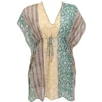 Guru-Shop Longbluse Leichter Kaftan mit Perlenbordüre, Boho XL.. alternative Bekleidung