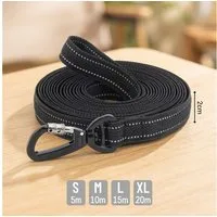 belviona Schleppleine, Hundeleine gummiert mit drehbarem Sicherheitskarabiner 5 m schwarz, Nylon (1-tlg), mit Handschlaufe, rutschfest, reflektierend & stabil