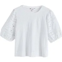 Next T-Shirt Kurzärmeliges T-Shirt mit Lochstickerei (1-tlg)