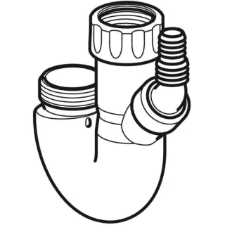 Geberit Doppelkaergeruchsverschluss mit Winkelschlauchtülle d40 d1=19 / 23, 242102061 242102061