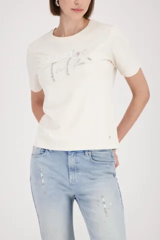 monari - T-Shirt mit Schmuckschrift marble - Gr. - 44