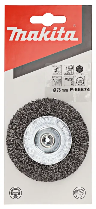 Makita Rundbürste, 75 mm - gewellt - verzinkter Stahl - 6-kant - P-66874