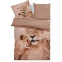OTTO home Bettwäsche Lyki, Microfaser, 2 teilig, ab Größe 135x200 cm, 100% Polyester, Katze, Pferd, Löwe, Pinguin