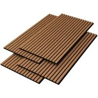 neu.holz 3D Wandpaneel, (Set, 4-tlg) »Vang« Akustik Wandpaneel im 4er Set Teak