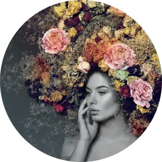 Glasbild WOMAN & FLOWERS II