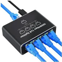 Bundviel LAN Splitter 1 auf 4 Gigabit Ethernet Switch 4-Port Verteiler Netzwerk-Switch