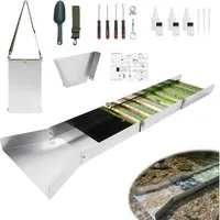 JOYOLEDER Metalldetektor Komplettes Goldwaschset, Tragbar Gold Waschanlage, Aluminiumlegierung, Goldwaschrinne Komplettset,18 Stück mit Faltschleusenkasten