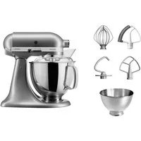 KitchenAid Küchenmaschine 5KSM175PSECU Contour Silver, 300 W, 4,8 l Schüssel, mit Zubehör im Wert von ca. 112,-€ UVP