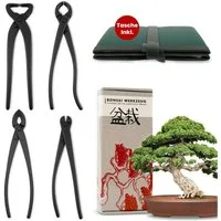 HappySeed Gartenschere Bonsai Werkzeug-Set Profi 4-teilig aus Stahl mit praktischer Tasche, (4-teilig)