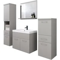 welltime Badmöbel-Set ELDA, (Komplett-Set, 5-St), Waschtisch inkl. Waschbecken, Hochschrank, Badschrank und Spiegel