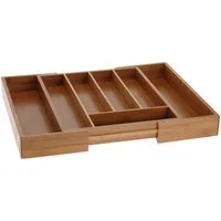 Spetebo Besteckeinsatz Bambus Besteckkasten ausziehbar - 7 Fächer (Stück, 1 St., Besteckkasten), großer Holz Besteckeinteiler mit verschieden großen Fächern